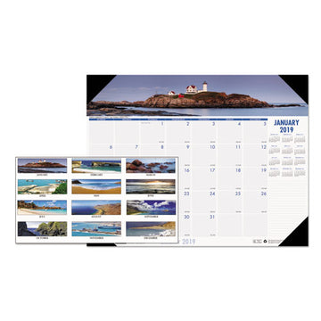 House of Doolittle™ Earthscapes Recycled Monthly Desk Pad Calendar, Coastlines Photos, 22 X 17, Black Binding-corners,12-month (jan-dec): 2022 freeshipping - TVN Wholesale
